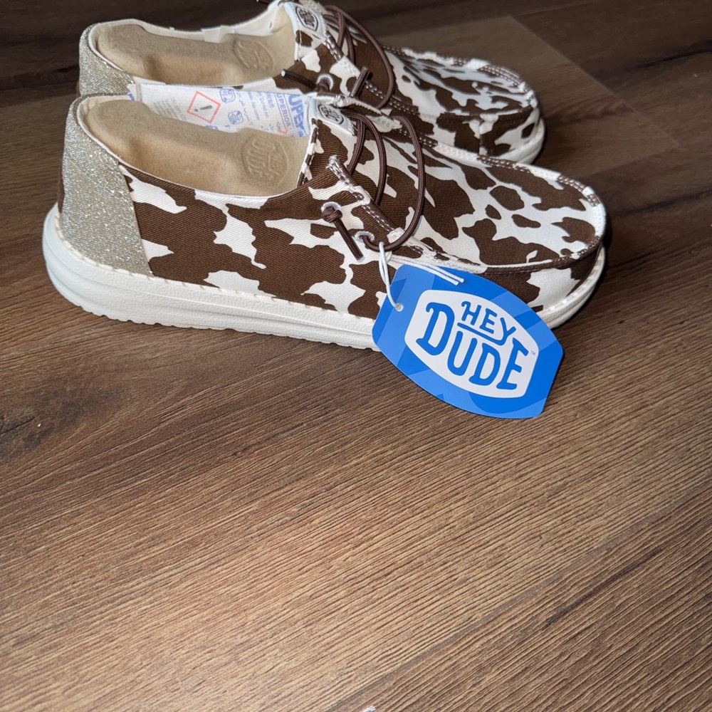 Hey Dude Cow Print and Sparkles